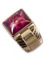 Anillo de sello de rubí para hombre en oro rosa antiguo de 14k vsc012