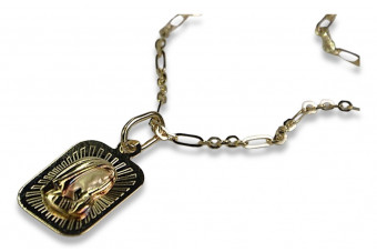 Goldene Muttergottes Medaillon mit Ankerkette pm012y&cc084y