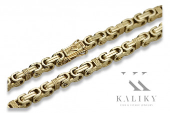 Pulsera sólida de oro amarillo 14k estilo Bizantino cb097y