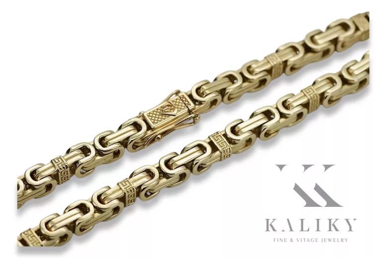 Pulsera sólida de oro amarillo 14k estilo Bizantino cb097y