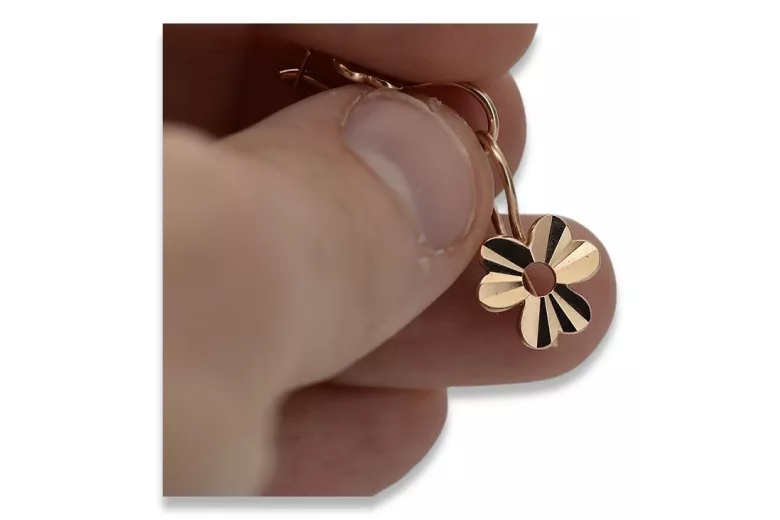 "No Stones Original Vintage 14K Rose Gold Leaf Earrings" ven120 ven120