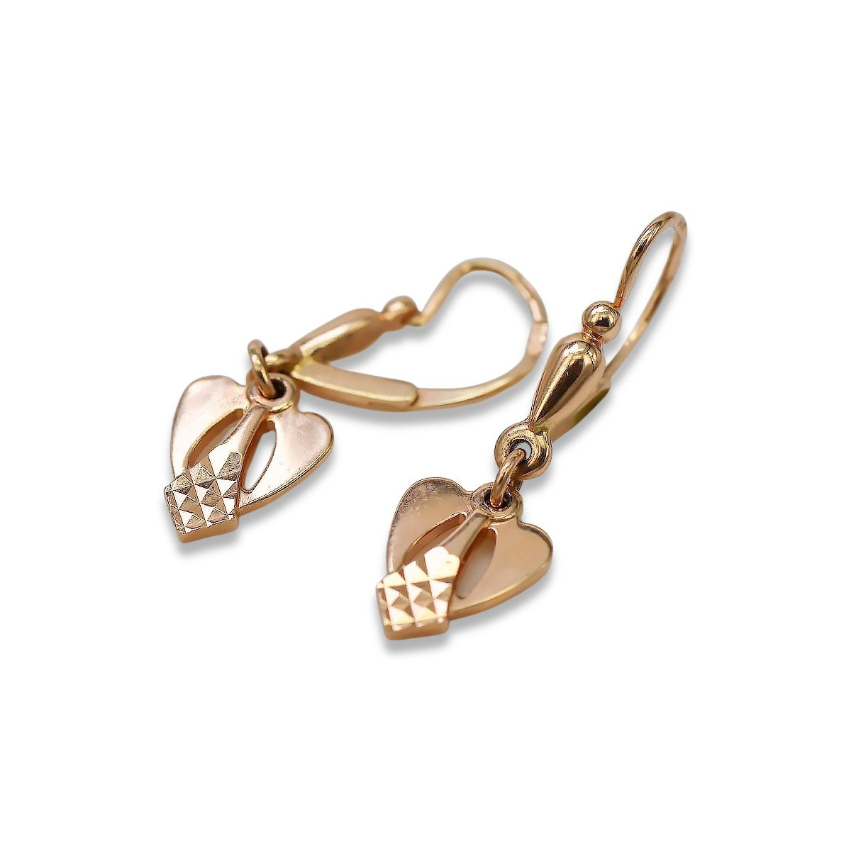 "No Stones, Original Vintage 14K Rose Gold Leaf Earrings" ven245 ven245