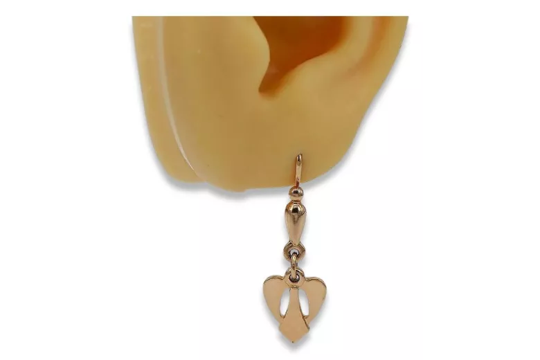 "No Stones, Original Vintage 14K Rose Gold Leaf Earrings" ven245 ven245