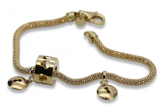 Bracelet de charmes en or jaune italien 14 carats avec perles variées cfb018y