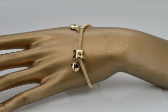 Bracelet de charmes en or jaune italien 14 carats avec perles variées cfb018y