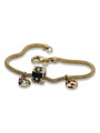 Italian 14K Yellow Gold Enamel Charm Bracelet with Gemstones cfb019y