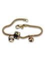 Italian 14K Yellow Gold Enamel Charm Bracelet with Gemstones cfb019y