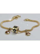 Italian 14K Yellow Gold Enamel Charm Bracelet with Gemstones cfb019y