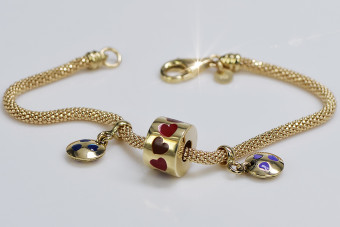 Bracelet en émail de charmes en or jaune italien 14k 585 cfb020y