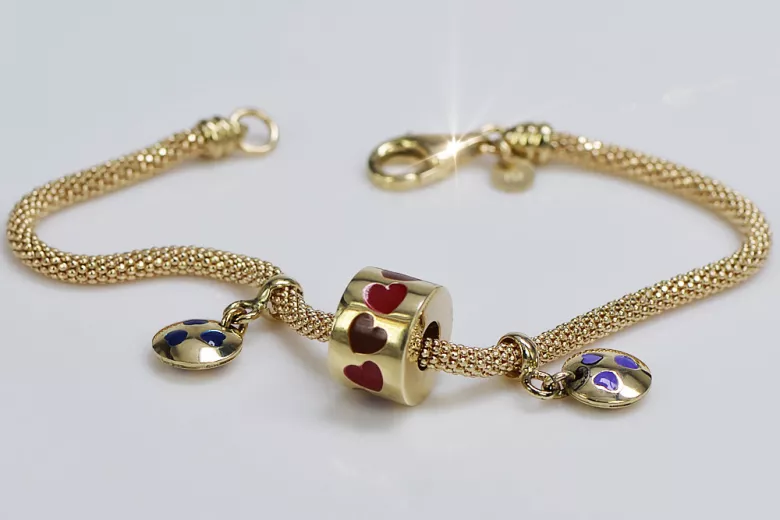 Italian 14K Yellow Gold Enamel Charms Bracelet cfb020y