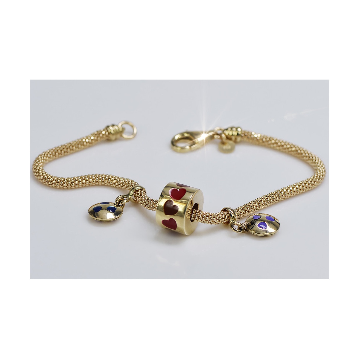 Bracelet en émail de charmes en or jaune italien 14k 585 cfb020y