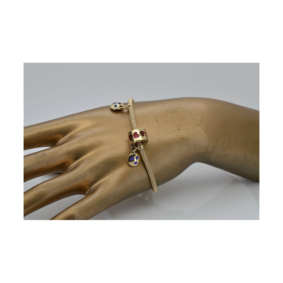 Bracelet en émail de charmes en or jaune italien 14k 585 cfb020y