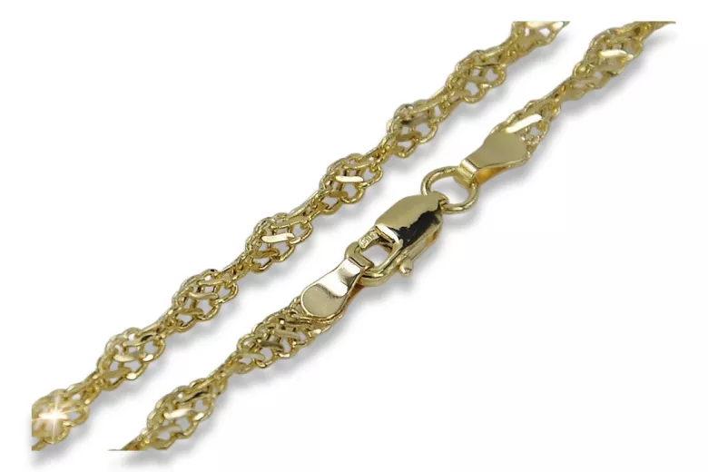 Wisiorek Vintage Rose z 14k żółtego złota - Rope Singapore Chain cc076