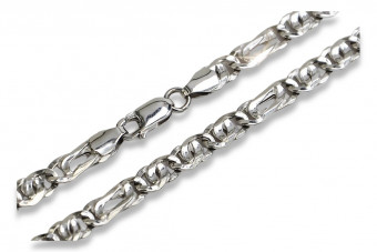 Chaîne en or blanc 14 carats creux avec œil de tigre 585, 55 cm cc093w