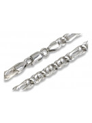 Chaîne en or blanc 14 carats creux avec œil de tigre 585, 55 cm cc093w