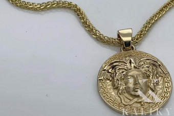 Colgante de Oro de 14k con Cadena - Medusa Griega cpn049yS&cc036y