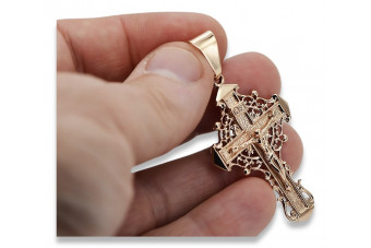 "Exquisite 14K Rose Gold Orthodox Cross Pendant with Vintage Design" oc016r oc016r