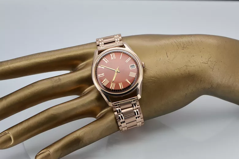 Reloj vintage de oro 14k para hombre con rosa - 585 vw003r&mbw009r