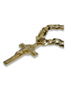 Italian Yellow 14k Gold Catholic Cross & Gourmette Set 