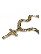 Italian Yellow 14k Gold Catholic Cross & Gourmette Set 