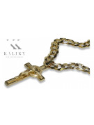 Italian Yellow 14k Gold Catholic Cross & Gourmette Set 