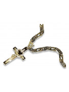 Croix catholique en or jaune et blanc 14 carats italien 