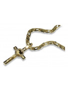 Croix catholique en or jaune et blanc 14 carats italien 