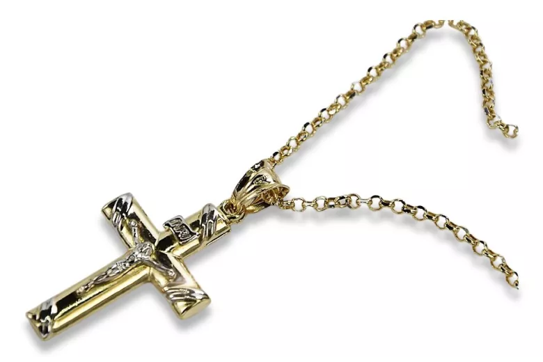 "Faithful Elegance 14k Gold Catholic Cross & Anchor Chain" ctc002yw&cc003y