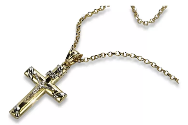 "Faithful Elegance 14k Gold Catholic Cross & Anchor Chain" ctc002yw&cc003y