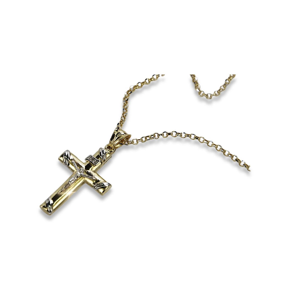 "Faithful Elegance 14k Gold Catholic Cross & Anchor Chain" ctc002yw&cc003y