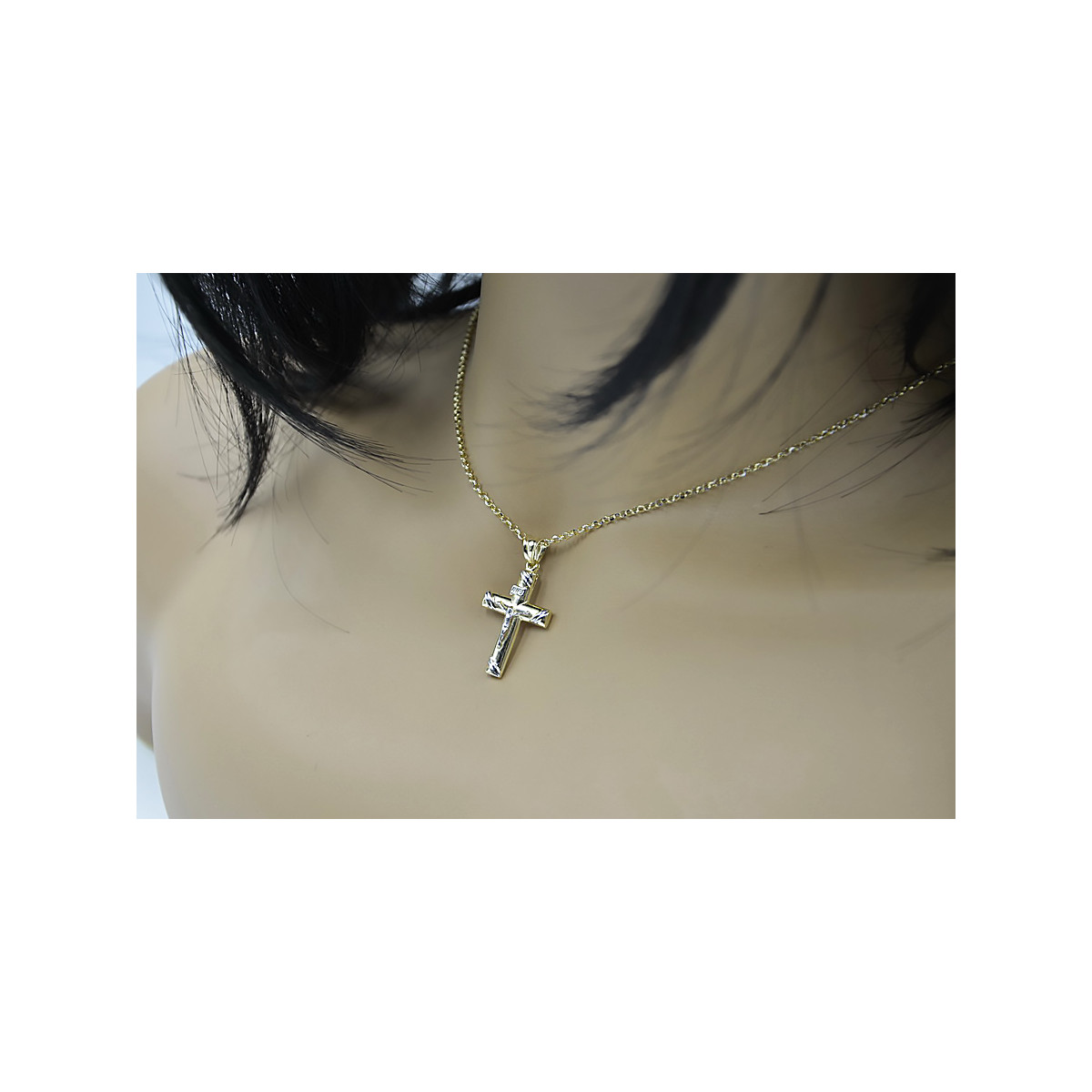 "Faithful Elegance 14k Gold Catholic Cross & Anchor Chain" ctc002yw&cc003y