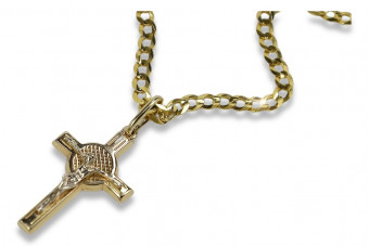 "Divine Italian 14k Gold Cross & Gourmette Set"