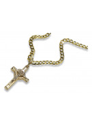 "Divine Italian 14k Gold Cross & Gourmette Set" 