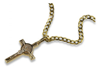 "Divine Italian 14k Gold Cross & Gourmette Set"