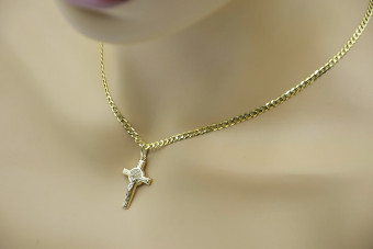 "Divine Italian 14k Gold Cross & Gourmette Set"
