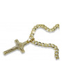 Croix catholique en or jaune 14 carats et chaîne gourmette ctc024yw&cc001y