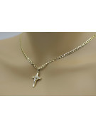 "Divine Yellow 14k Gold Catholic Cross with Gourmette Chain" ctc024yw&cc001y