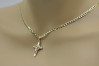 "Divine Yellow 14k Gold Catholic Cross with Gourmette Chain" ctc024yw&cc001y