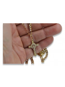 "Divine Yellow 14k Gold Catholic Cross with Gourmette Chain" ctc024yw&cc001y