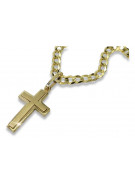 Elegant 14k Gold Catholic Cross Necklace with Gourmette Chain ctc026y&cc001y