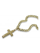 Elegant 14k Gold Catholic Cross Necklace with Gourmette Chain ctc026y&cc001y