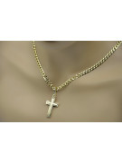 Elegant 14k Gold Catholic Cross Necklace with Gourmette Chain ctc026y&cc001y