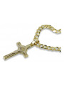 Croix catholique en or jaune 14 carats et chaîne gourmette - Ensemble divin ctc027yw&cc001y