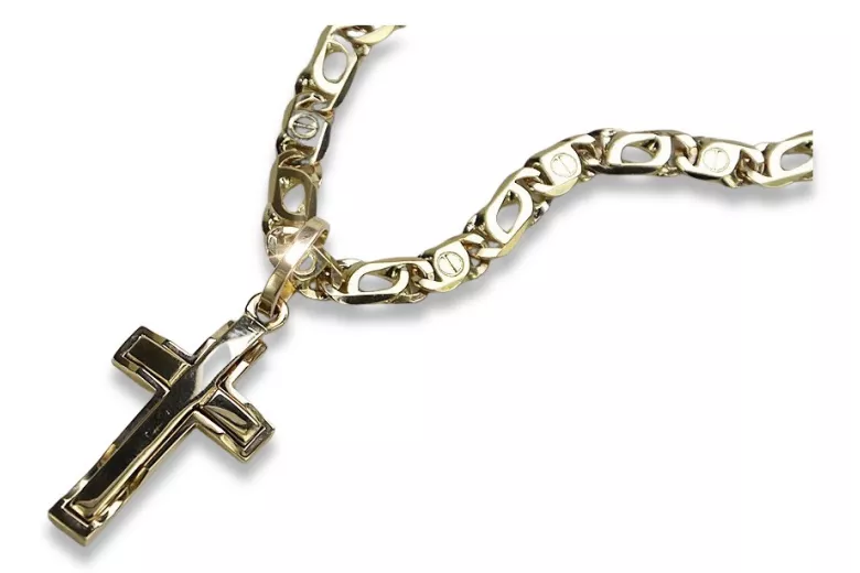 Gold cross with a chain ★ zlotychlopak.pl ★ Gold stamp 585 333 Low price!