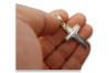 Złoty krzyż katolicki z różowym i białym kamieniem szlachetnymVintage ctc026rw