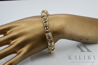 14K Yellow Gold Lady Bracelet with Fantazy Byzantine Design cfb023y