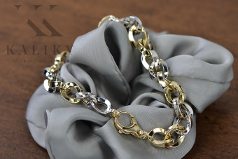 Bracelet en Or Jaune Blanc 14K, Fantaisie Pancerka, Différentes Tailles cfb024yw