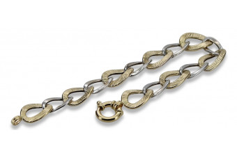 Bracelet en Or Jaune et Blanc 14K Fantaisie Pancerka cfb025yw