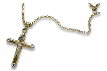 Italienisches Gelbgold katholische Kreuz & Anker 14k 