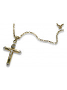 Włoski żółty krzyż katolicki i kotwica z 14-karatowego złota 